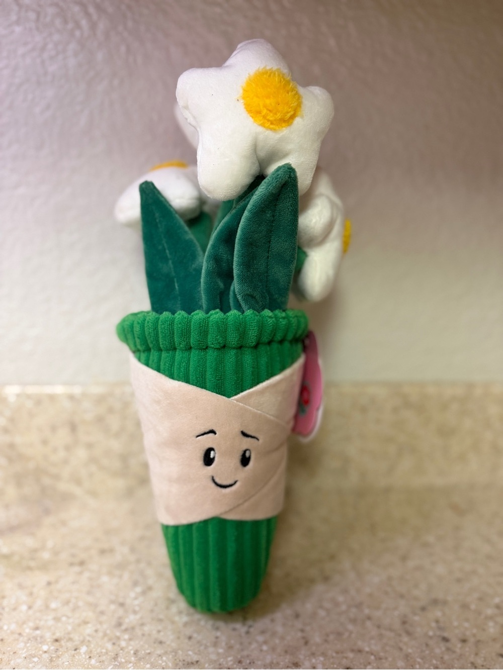 Plush Flower Bouquet Toy - Green and White Soft Kids Toy Giggle Scape